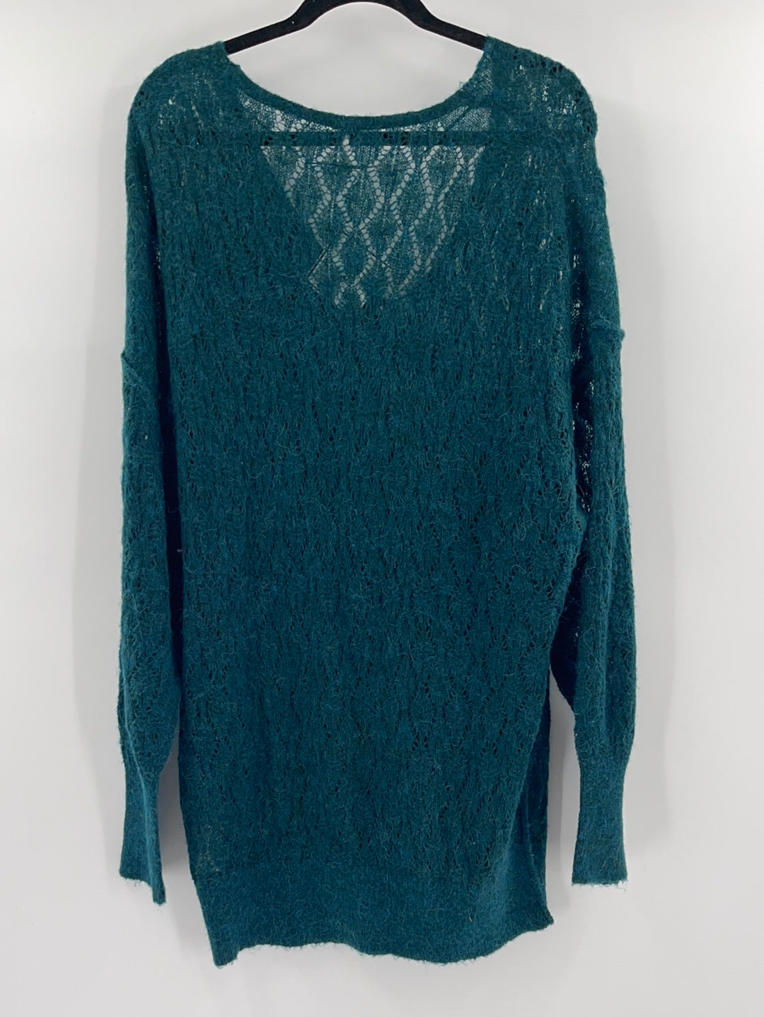 Free People Sheer Green Oversized Sweater (Size Medium)