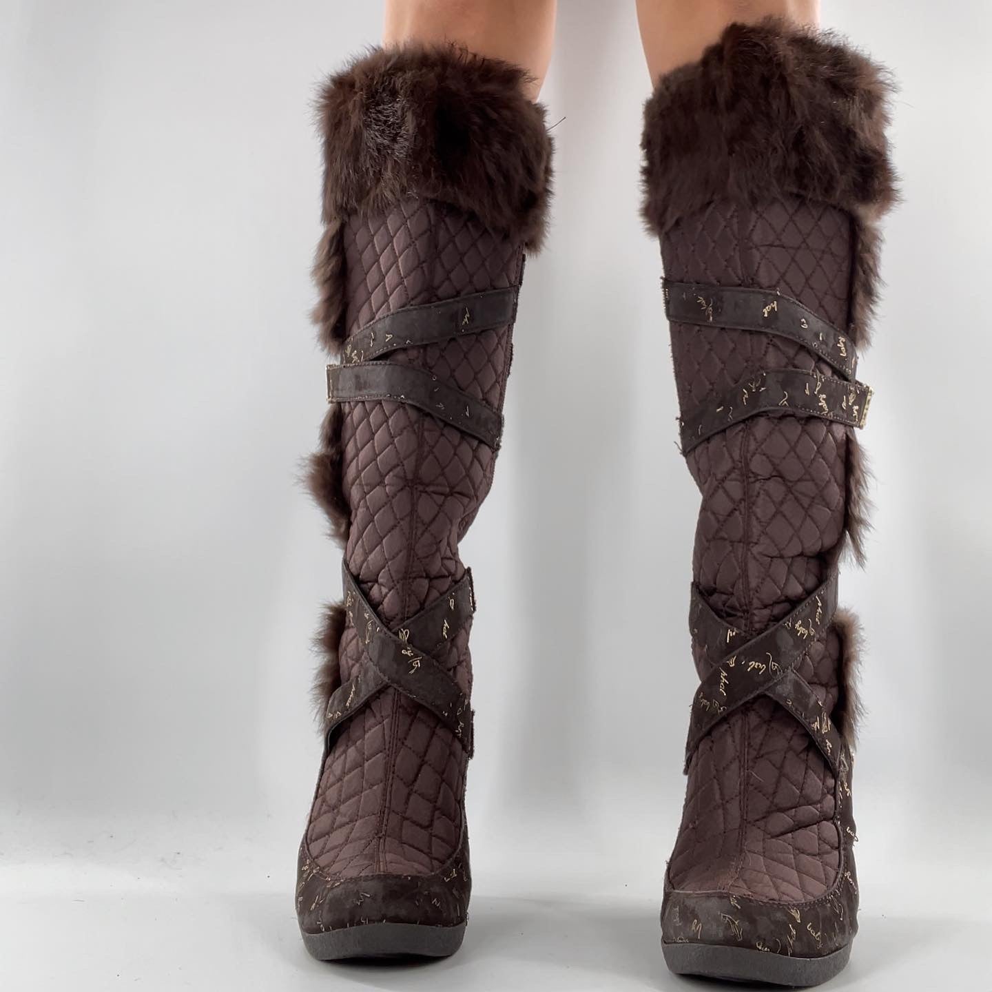 Vintage BabyPhat Lucite Rabbit Fur Boots (8.5)