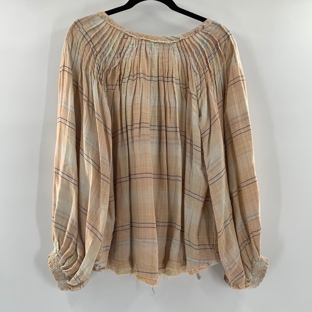 Free People Pastel Plaid Prairie Top (S)