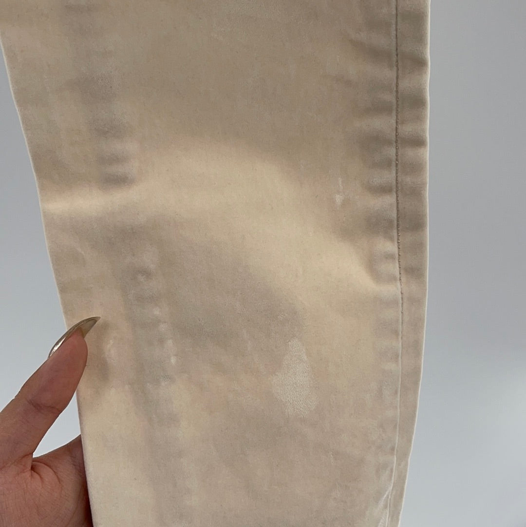 Free People Off White/Cream Velvet Button Up Jeans (Size 26)