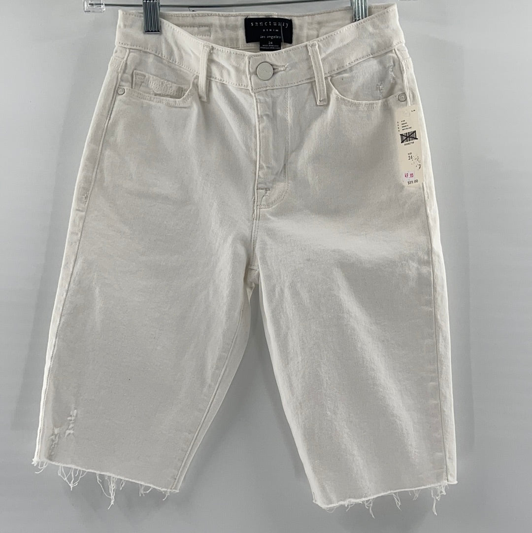 Sanctuary White Denim Biker Short