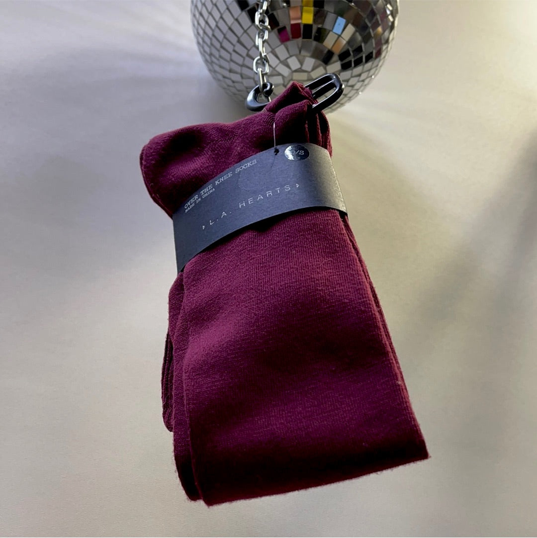 Over The Knee Maroon Socks
