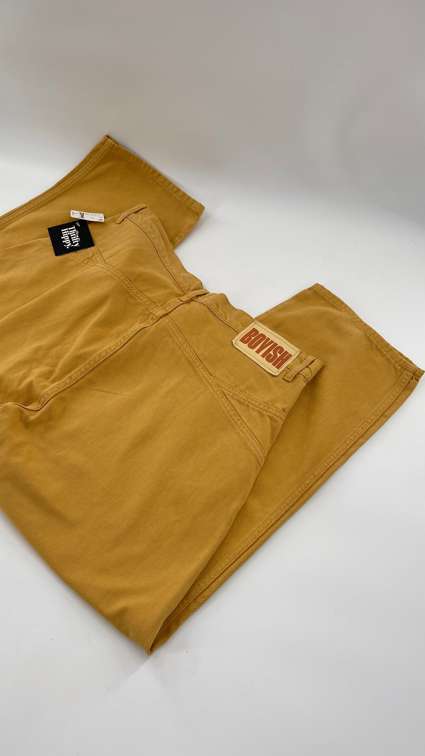 BOYISH Free People Mustard Yellow Straight Leg Jeans (32)