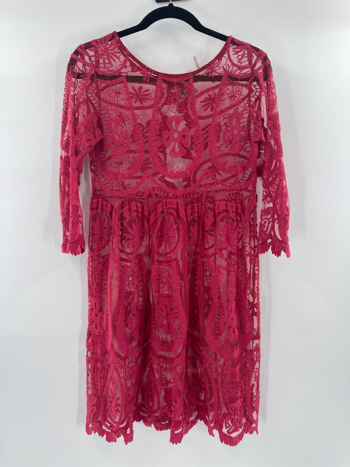 Free People -Jens Pirate Booty Red Textured Mini Dress (Small)