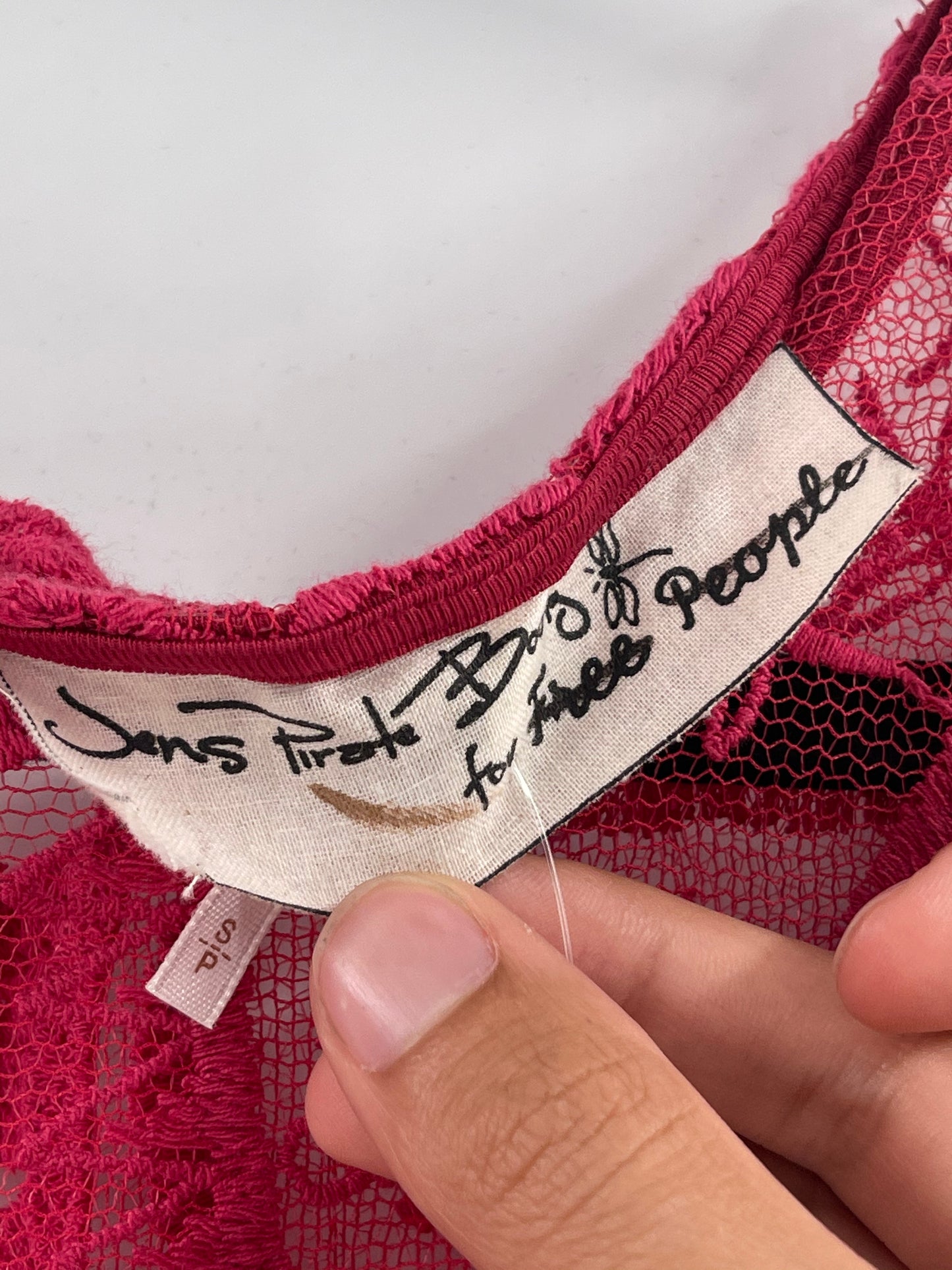 Free People -Jens Pirate Booty Red Textured Mini Dress (Small)