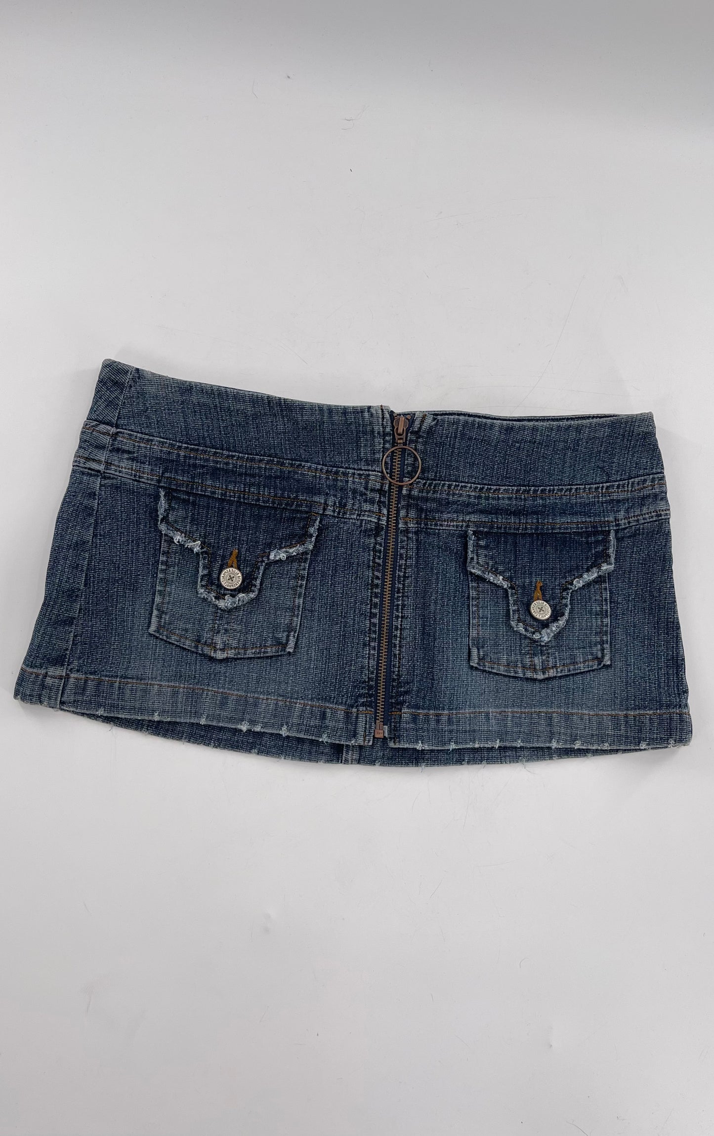 Vintage Blue Asphalt Denim Micro Mini Skirt (29/30)