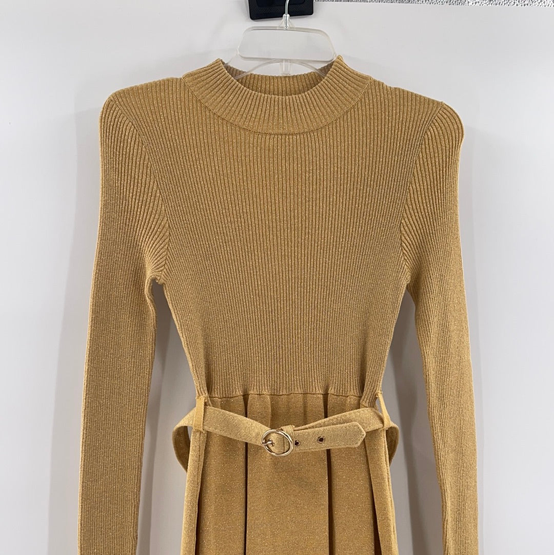 Free People Gold Knit Dress (XS)