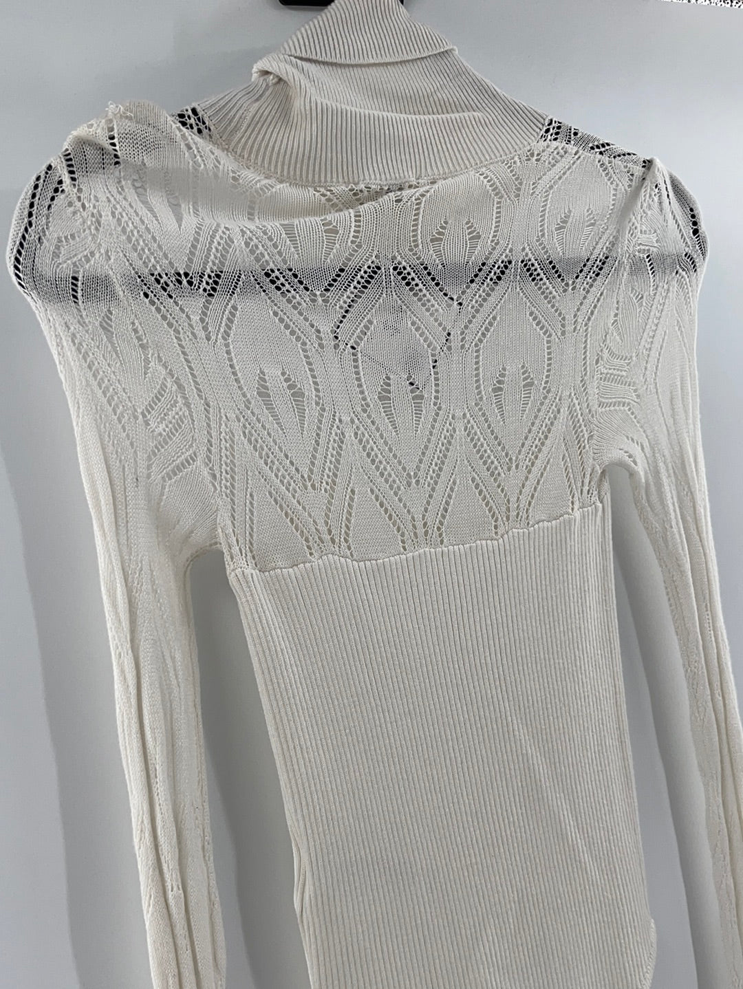 Free People White Knit Bodysuit (XS)