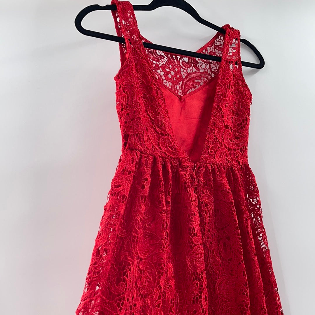 Francesca's - Red Lace Backless Mini (Small)