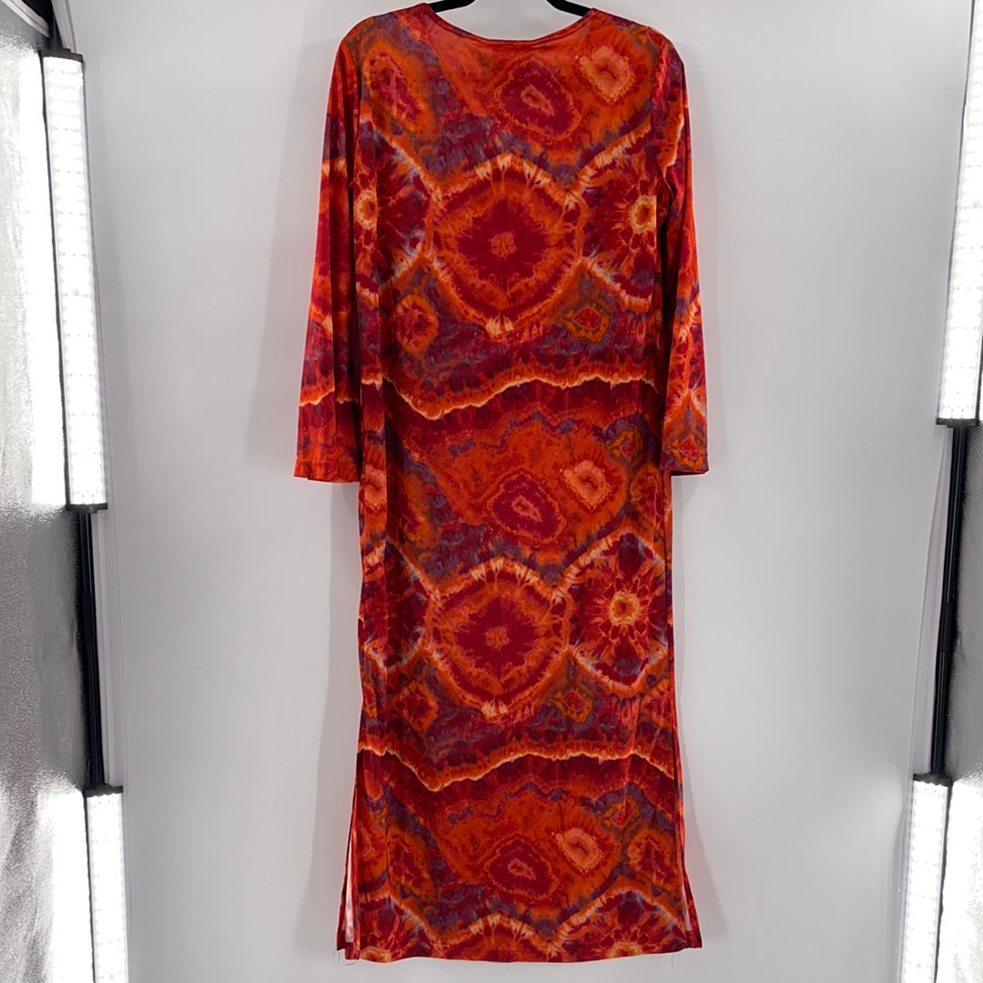 Anthony Mark Hankins Collection - *Vintage* Tie Dye 70's Red Maxi Dress (Size Medium)