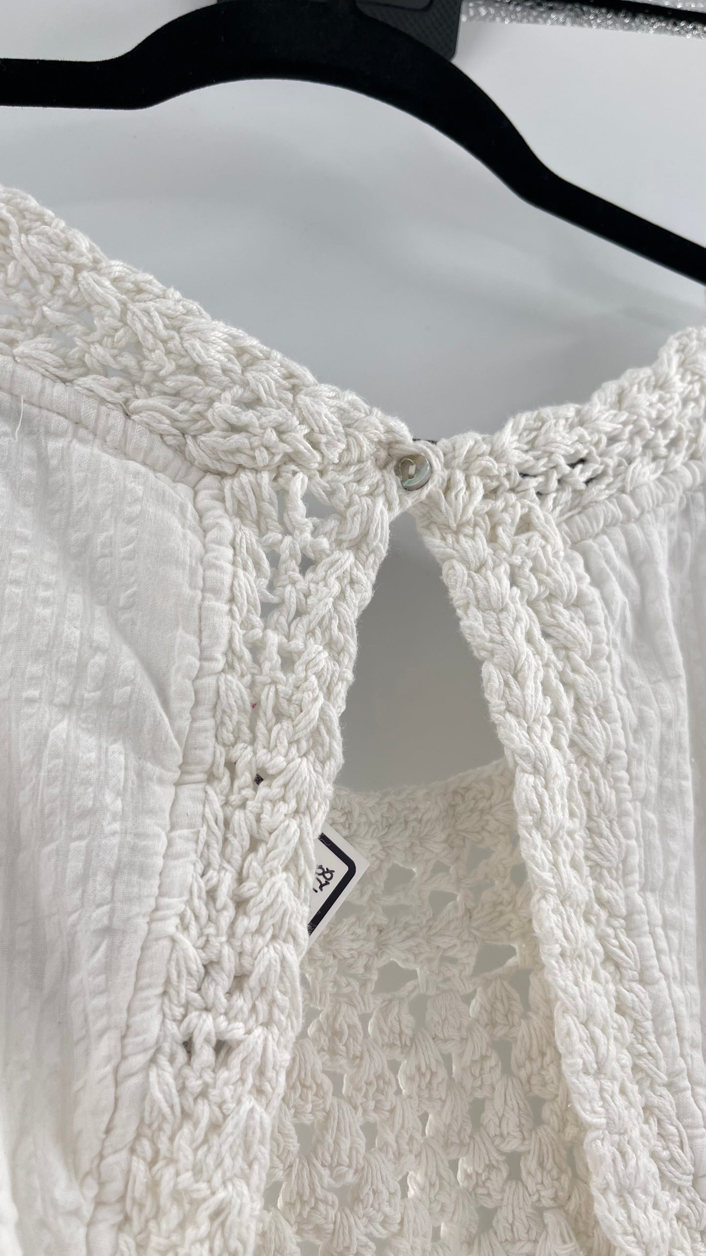 Free People White Crochet “Megan” Top (Large)