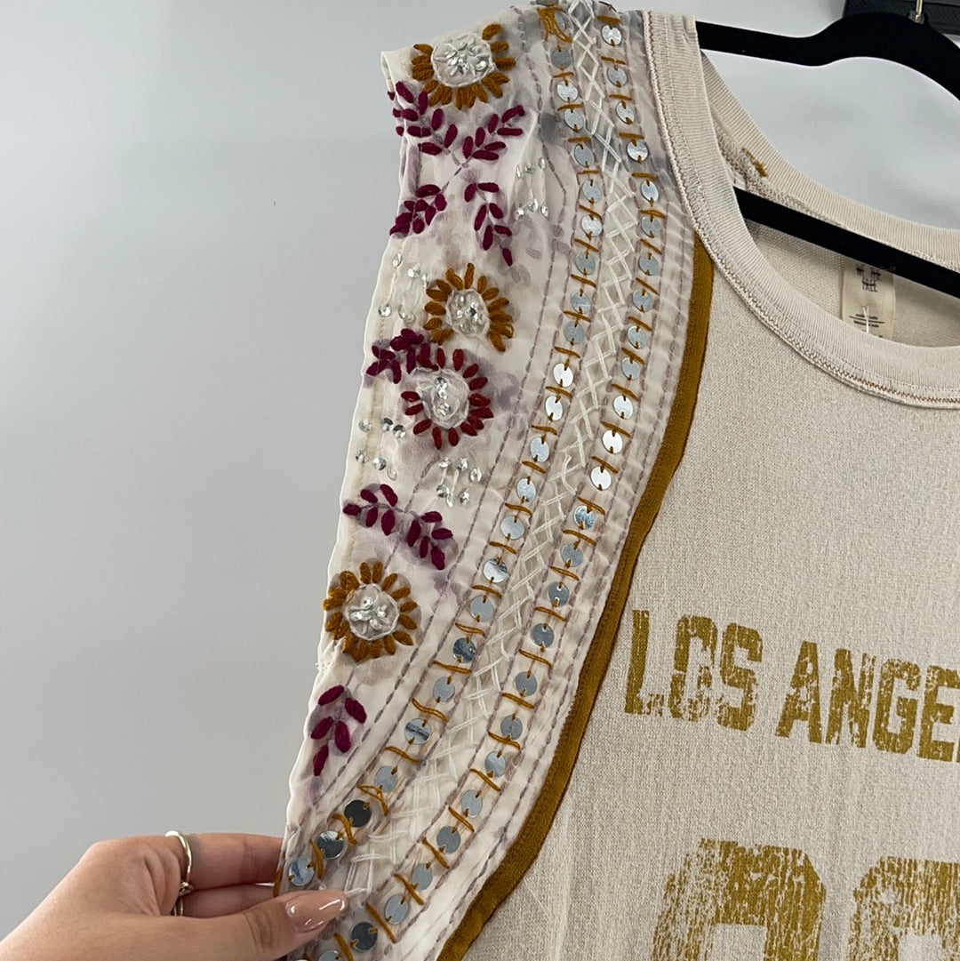 Free People Cotton Embellished Jersey