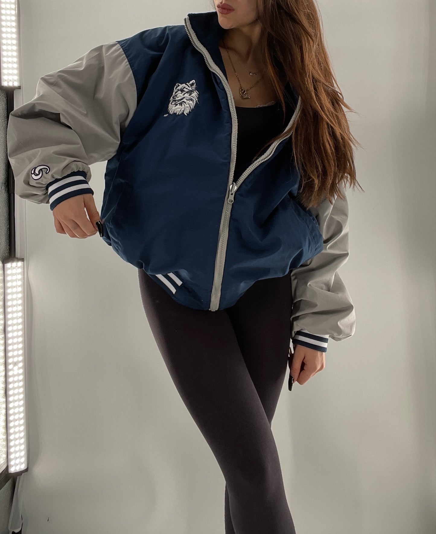 Vintage UCONN Huskies Reversible Windbreaker (Size Unlisted)