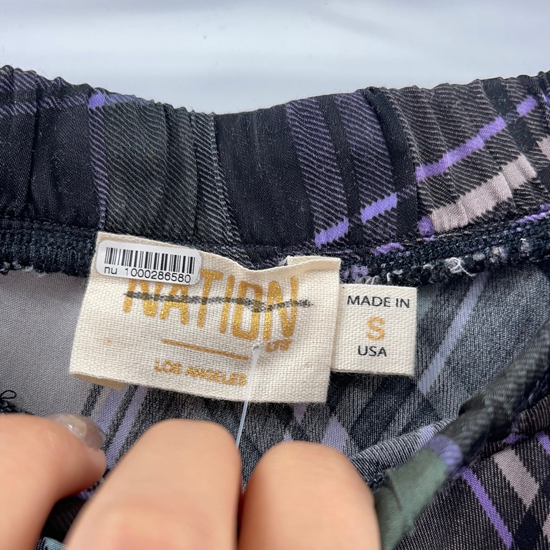 Nation Anthropologie Purple + Green Plaid Skirt (Size Small)