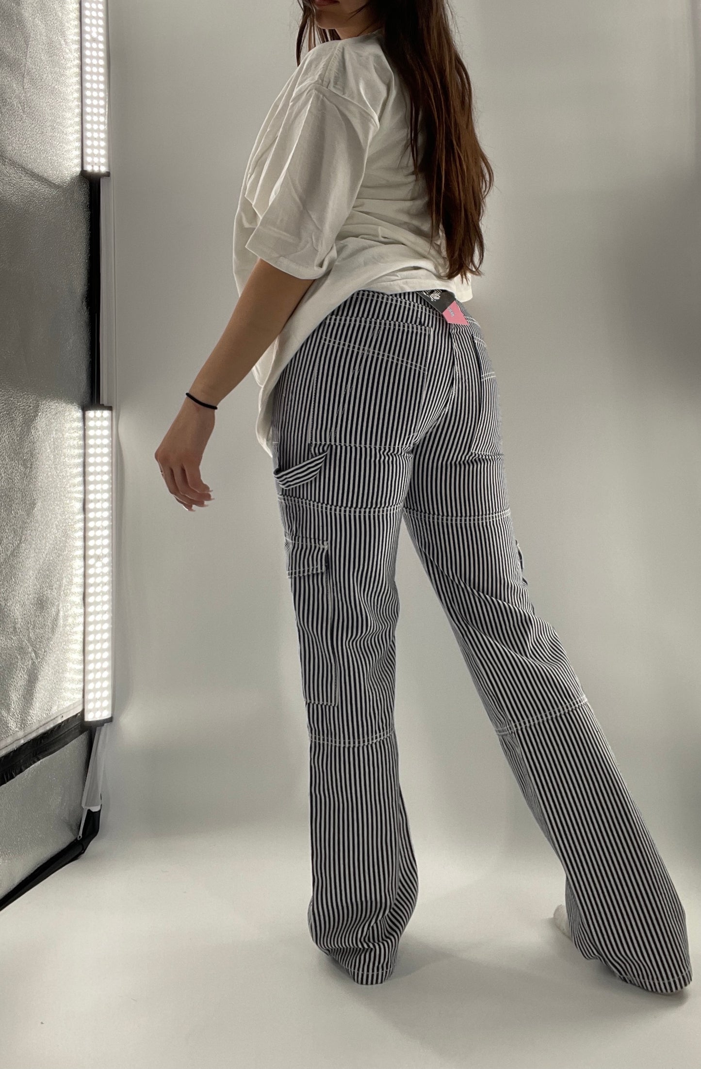 Edikted Stripe Out Cargos with Tags Attached (XS)