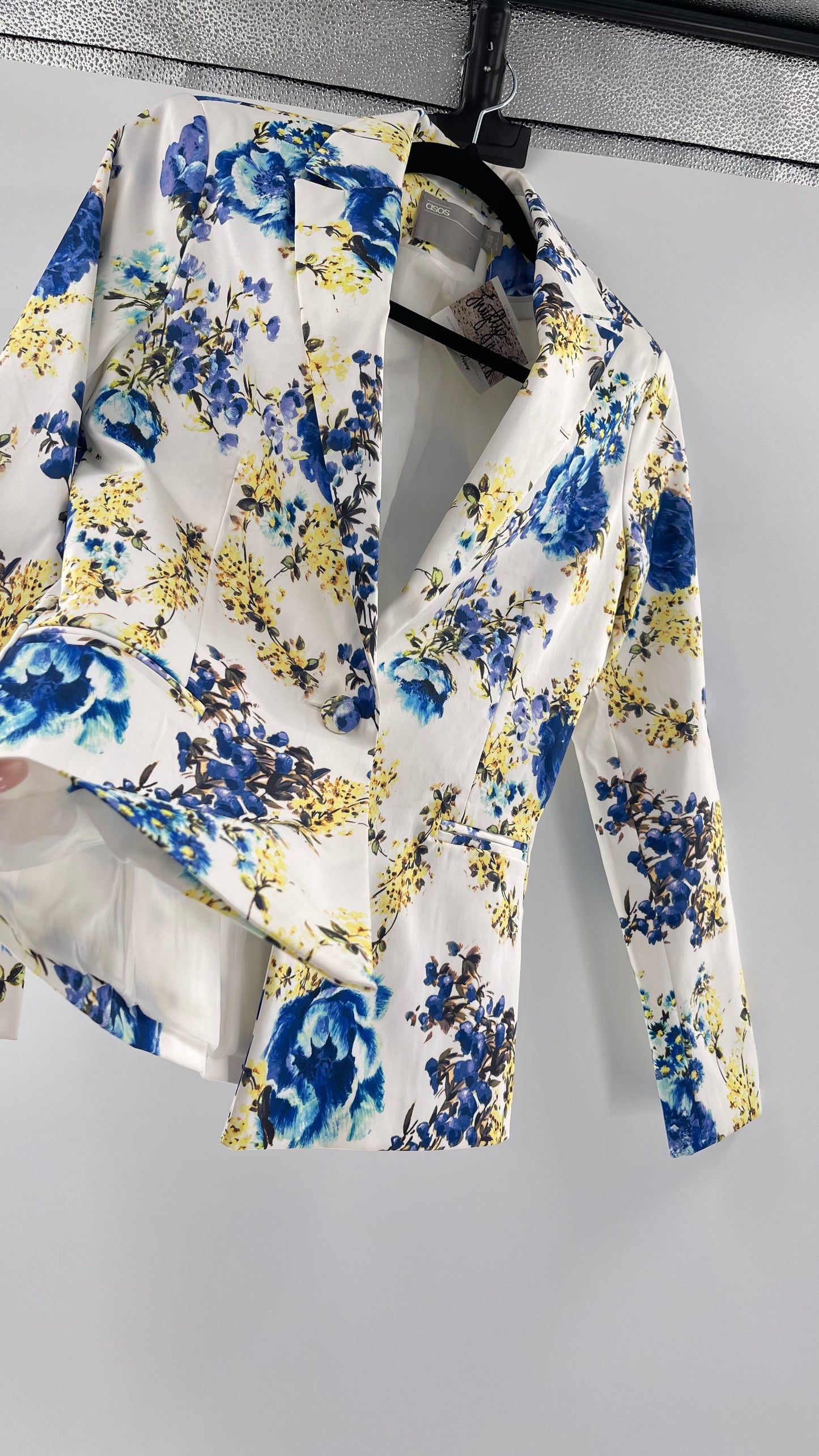 ASOS White Floral Blazer and Trouser Set (Size 4 blazer, Size 6 trouser)