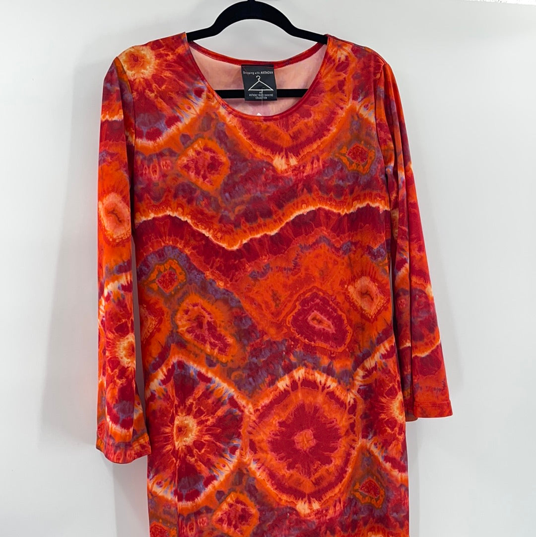 Anthony Mark Hankins Collection - *Vintage* Tie Dye 70's Red Maxi Dress (Size Medium)
