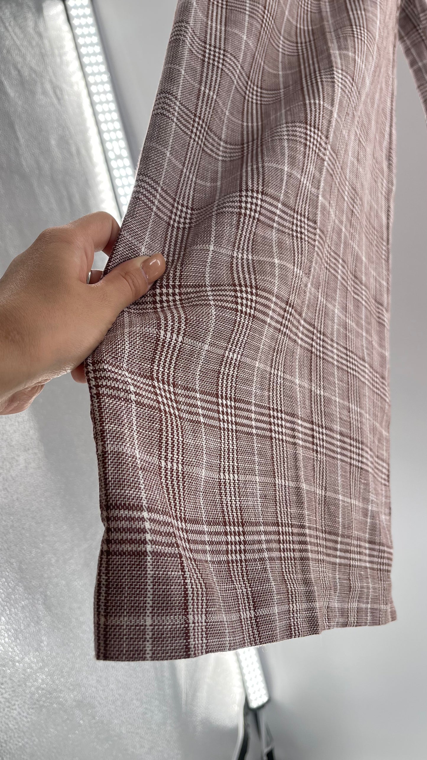 Anthropologie Maeve Brown Plaid Cotton/Linen Trouser (14)