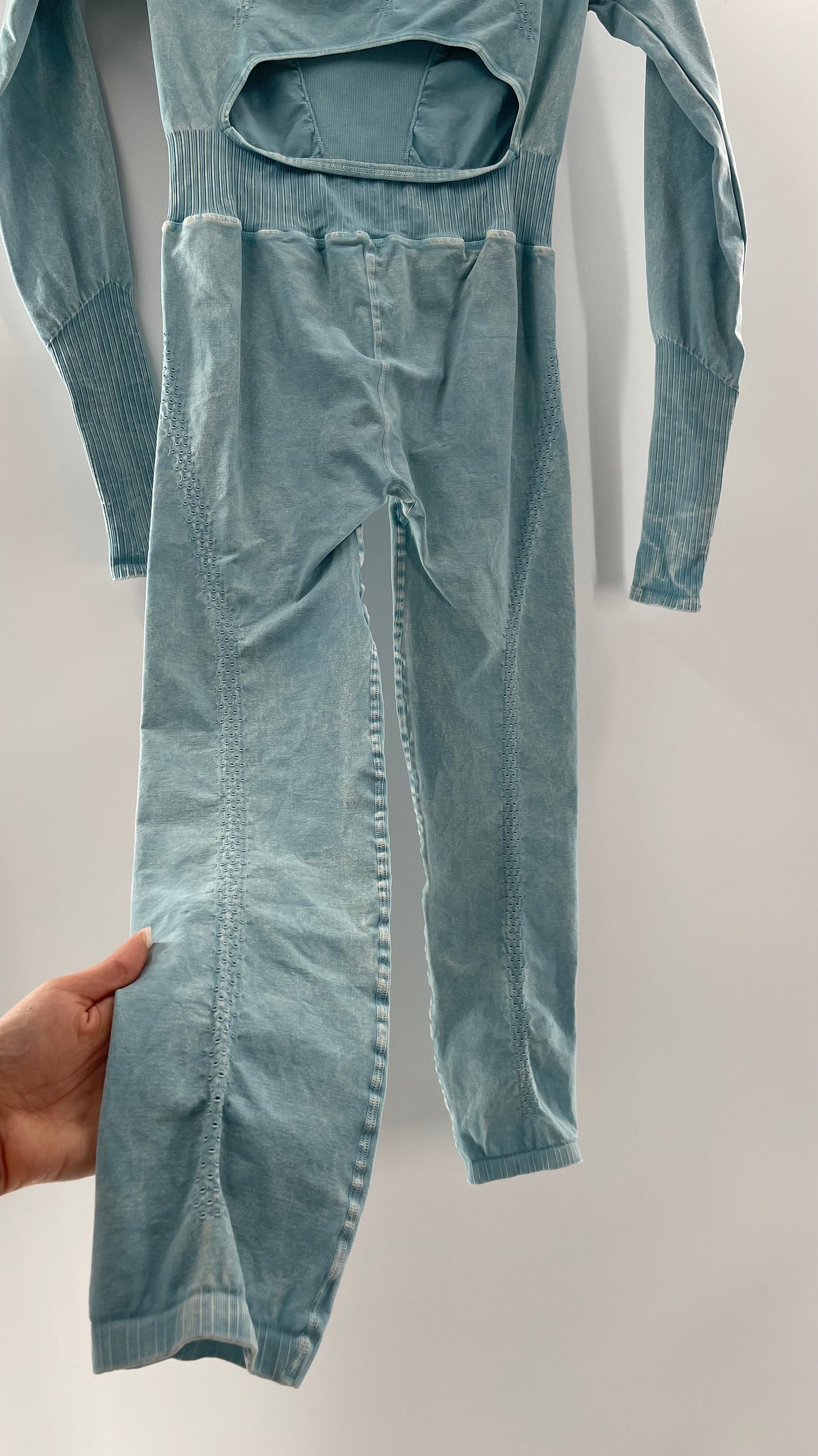Free People Movement Baby Blue Elastic Good Karma Jumpsuit (M/L)