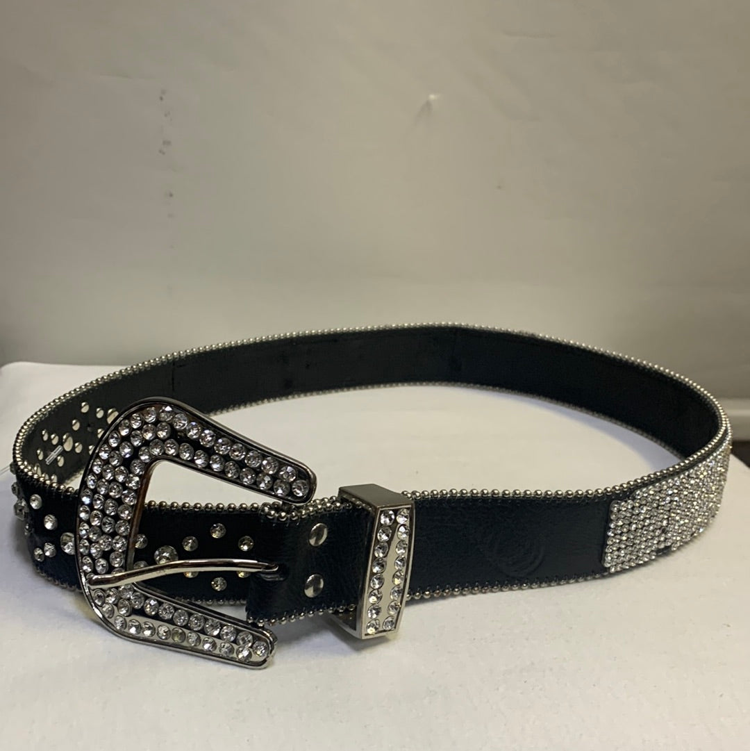 Free People Black Leather and Gemstones Belt