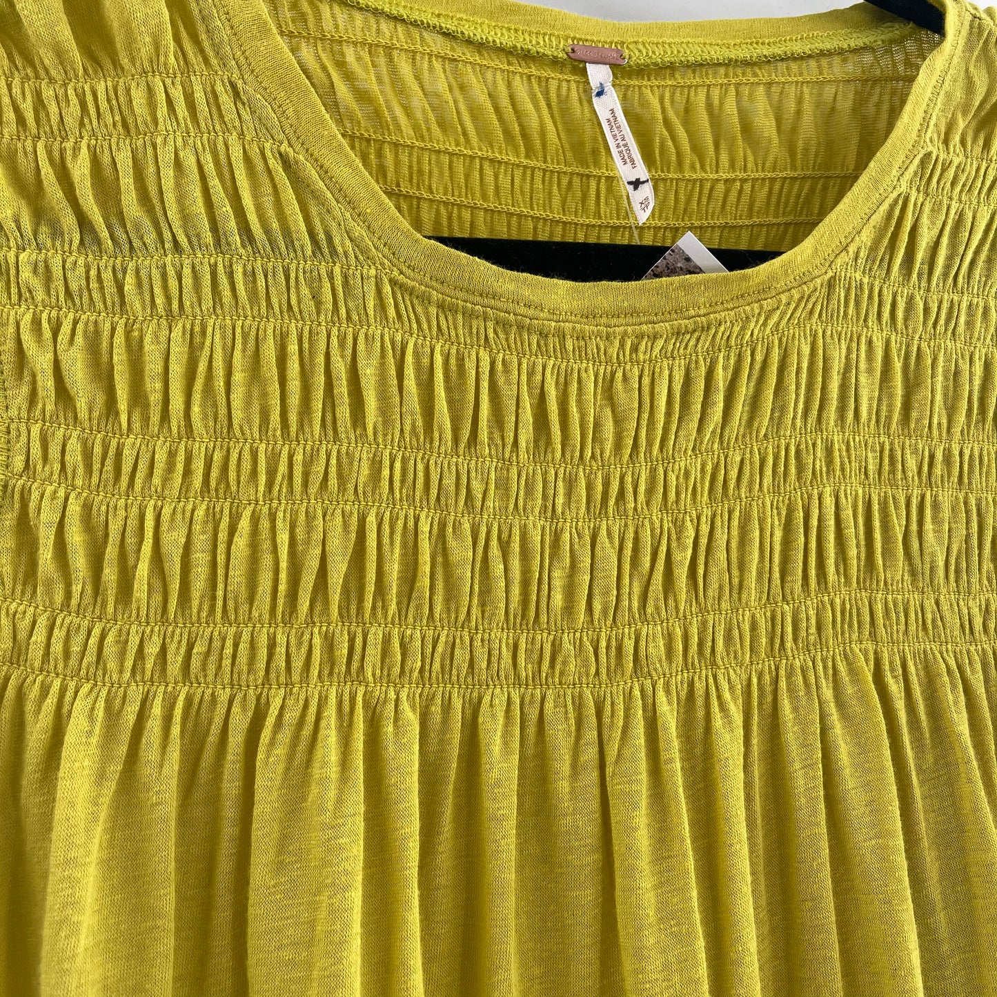 Free People Chartreuse Yellow Short Sleeve (XS)