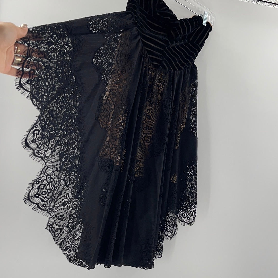Free People Velvet + Lace Black Dress (0)