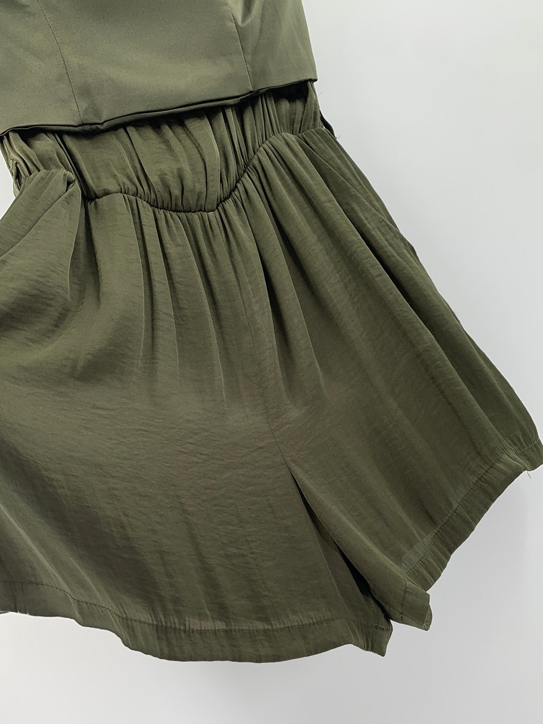 Bardot - Pleated Olive Green Romper (size 6)