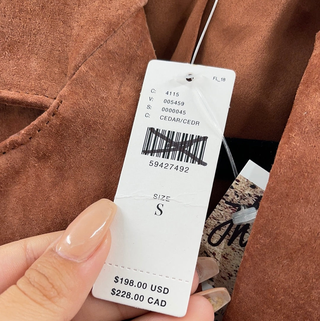 Anthropologie- Blank NYC - Cedar Cropped Suede Fringed Jacket With Front Buttons (Size S) *WITH TAGS*