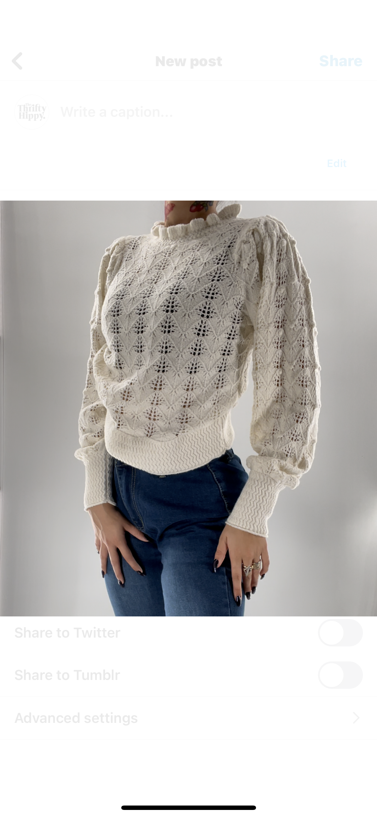 UNSUBSCRIBED Cream Sweater Size S
