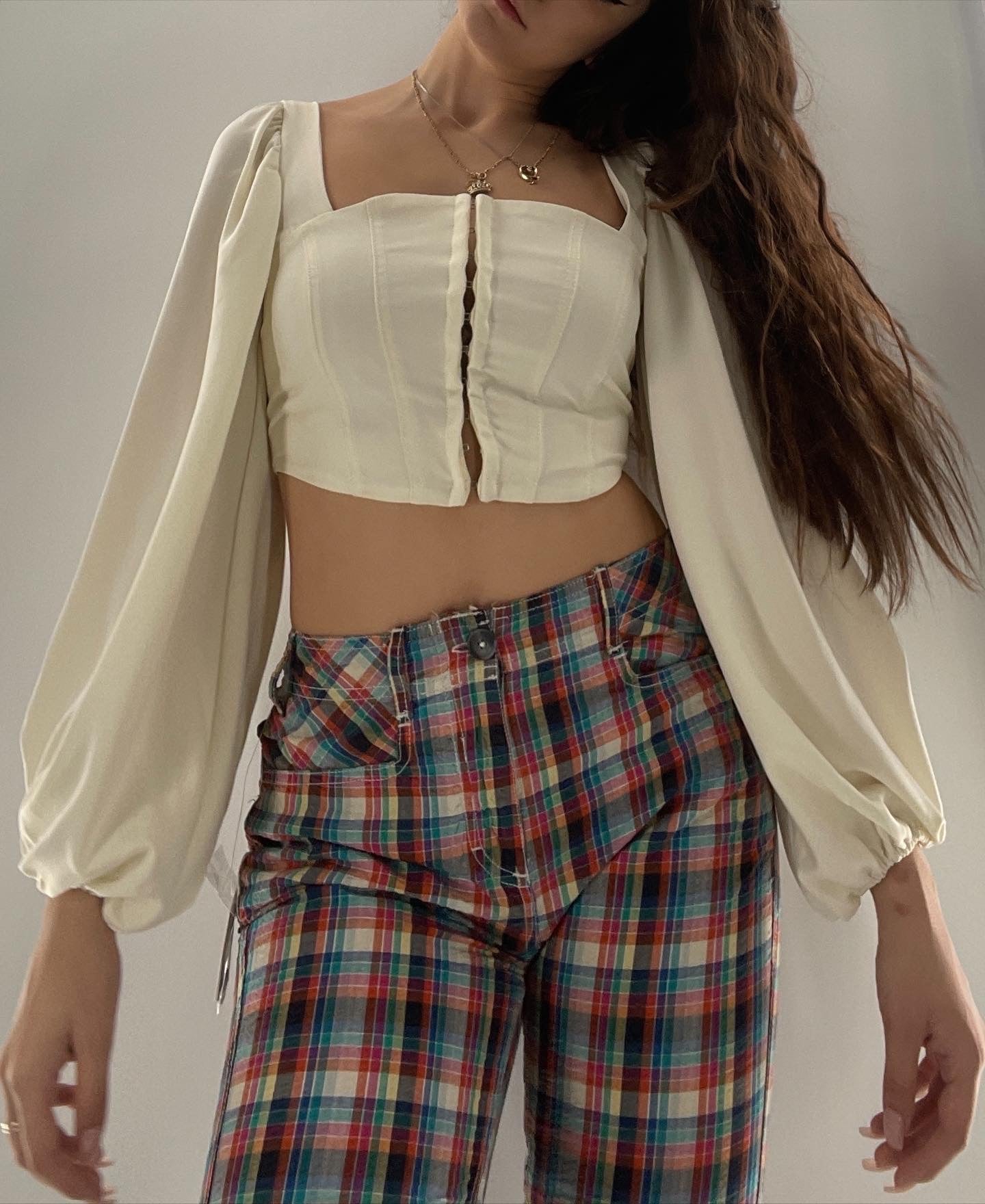 Urban Outfitters White Corset Balloon Sleeve (Small)
