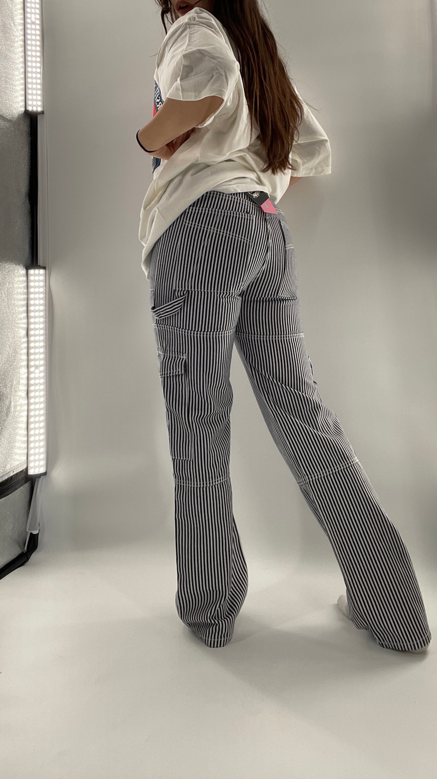 Edikted Stripe Out Cargos with Tags Attached (XS)