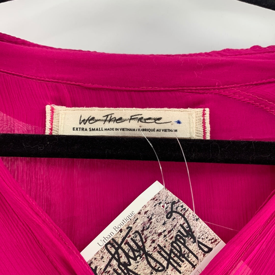 Free People fuchsia Sheer Button Up (XS)