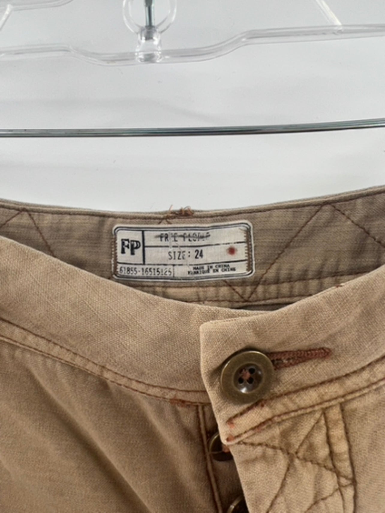 Free People Beige Patchwork Pants (Size 24)