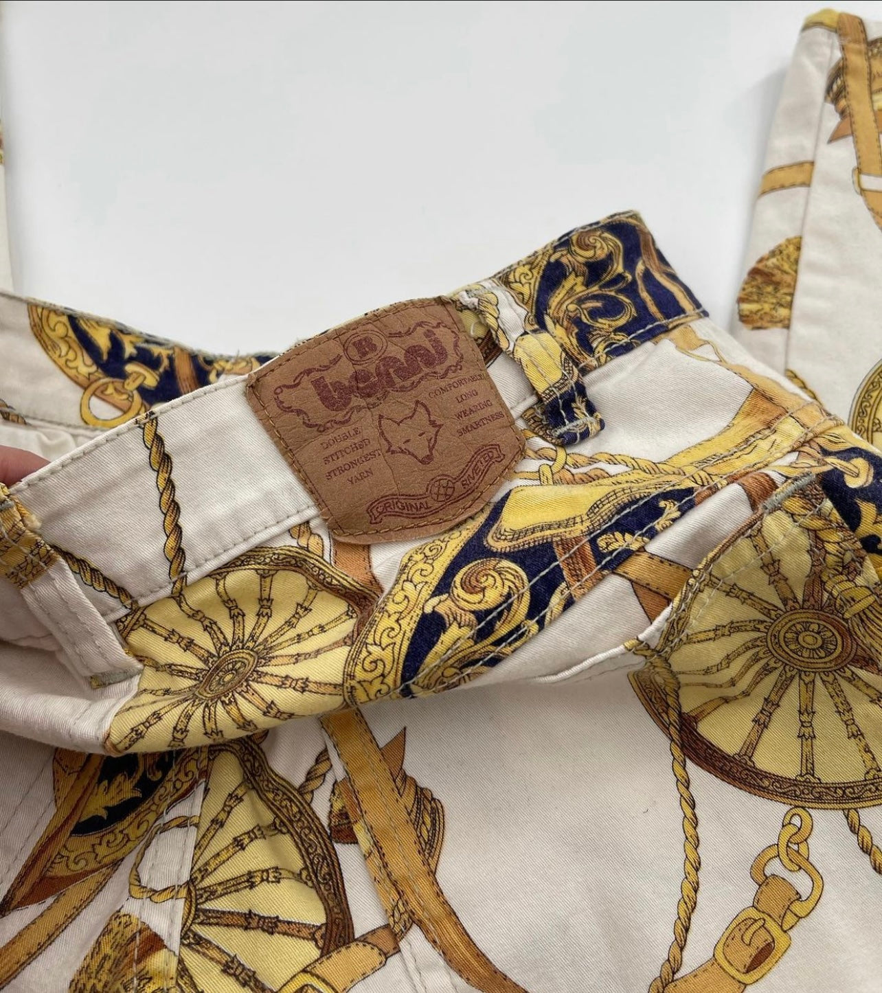 Vintage Banni Jeans (Gold & Royal Blue Print)