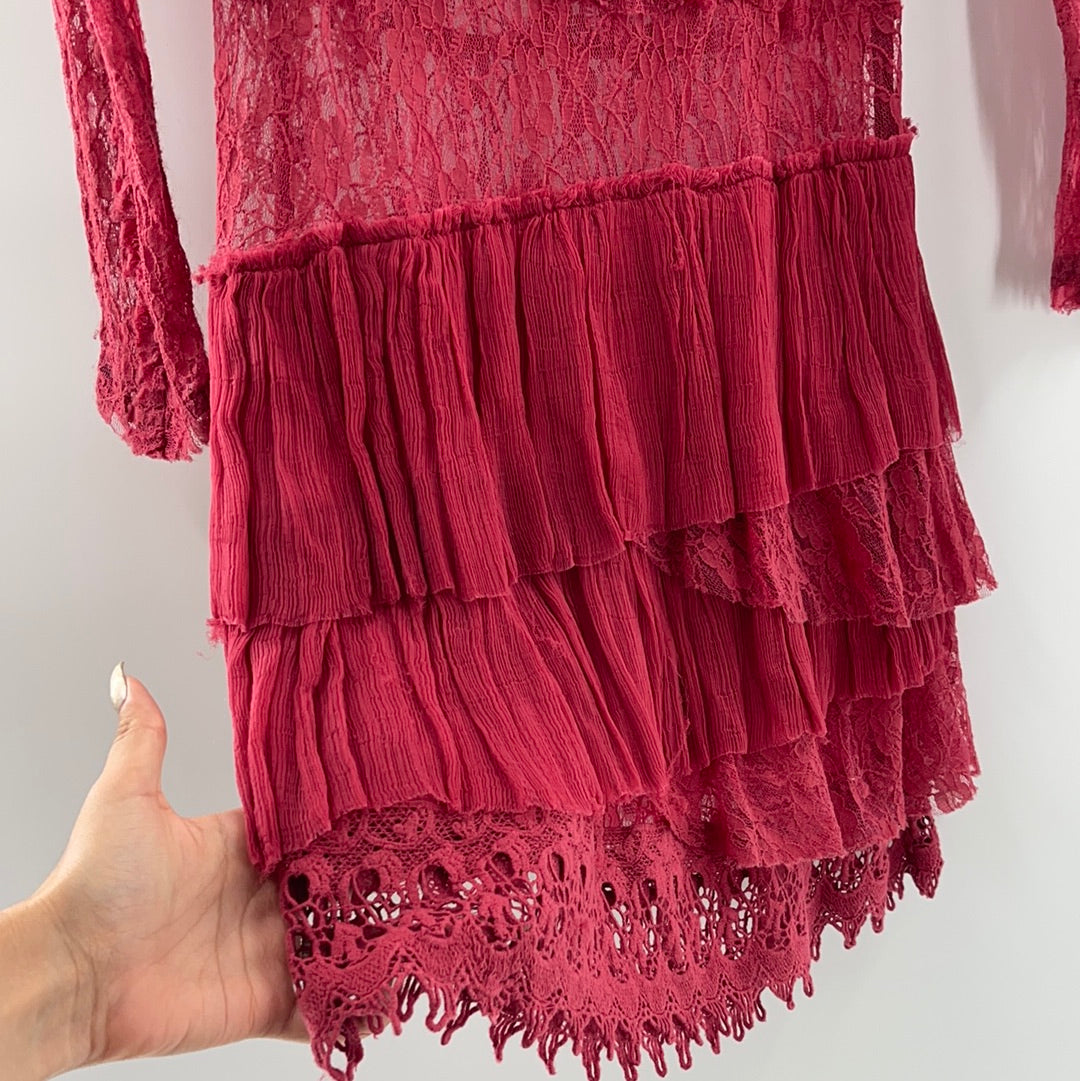 Free People Jen’s Pirate Booty Wine Lace Dress (S)