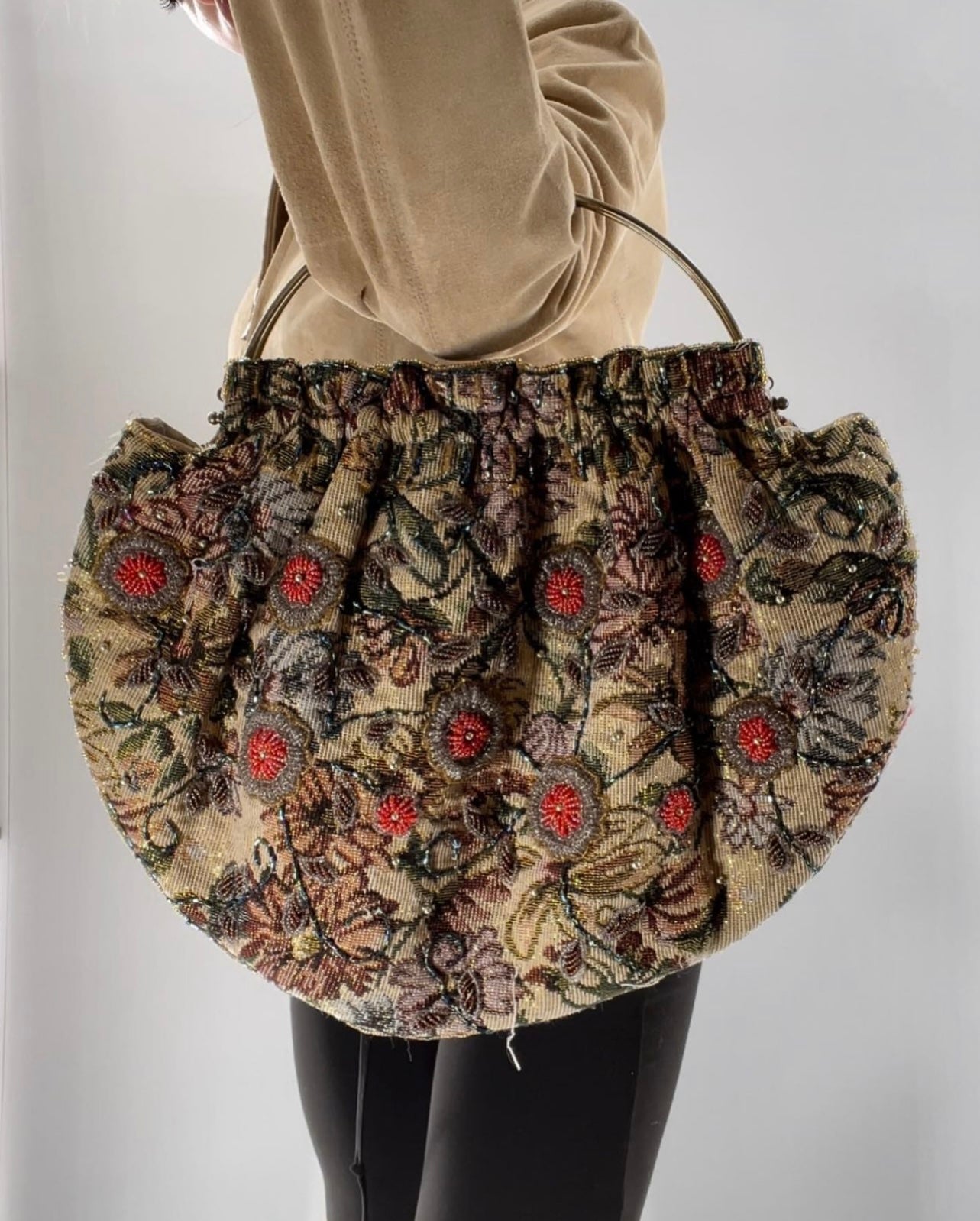 Vintage Beaded Tapestry Circle Bag