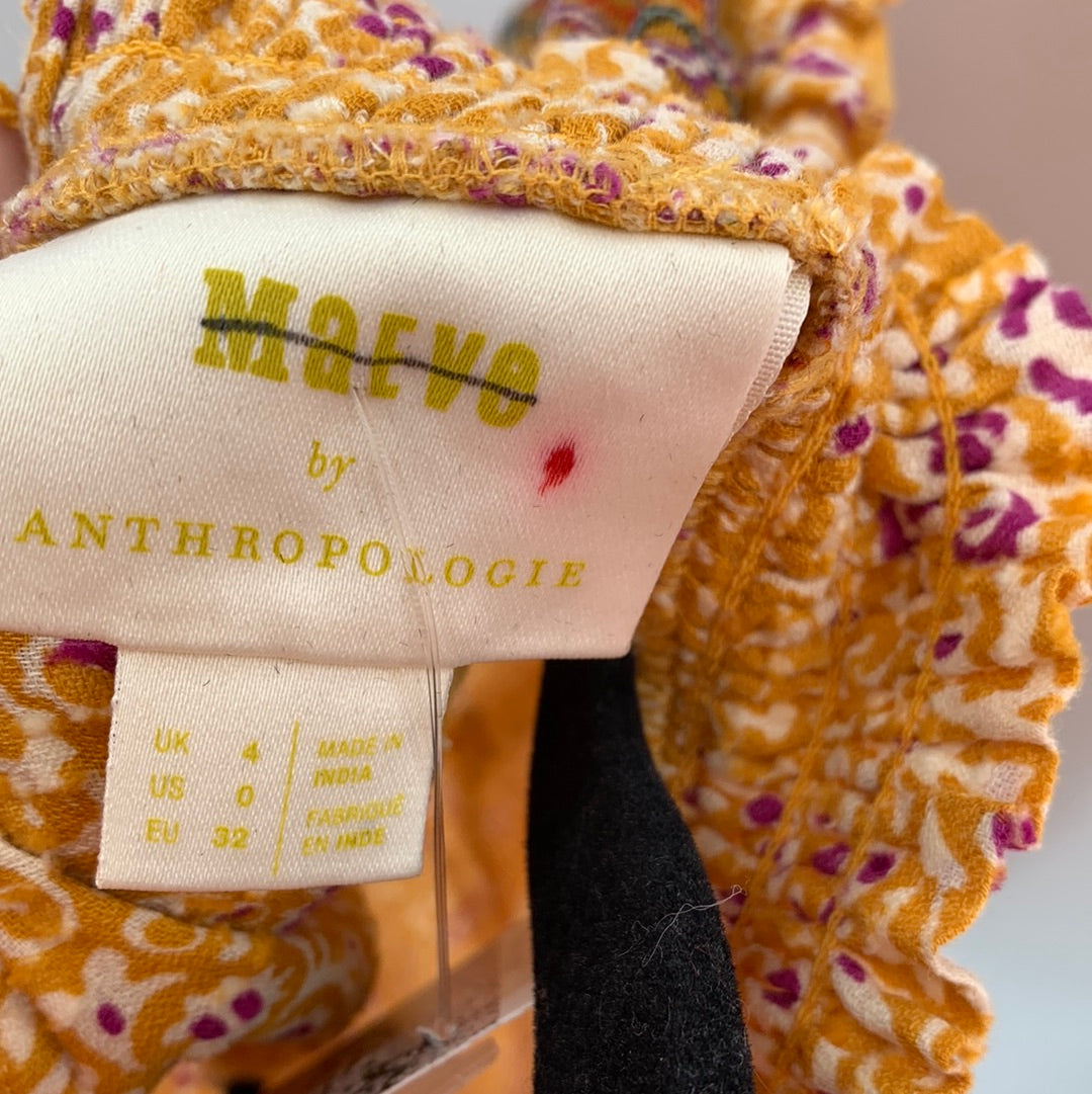 Maeve Anthropologie Mustard Yellow Embroidered Top (0)