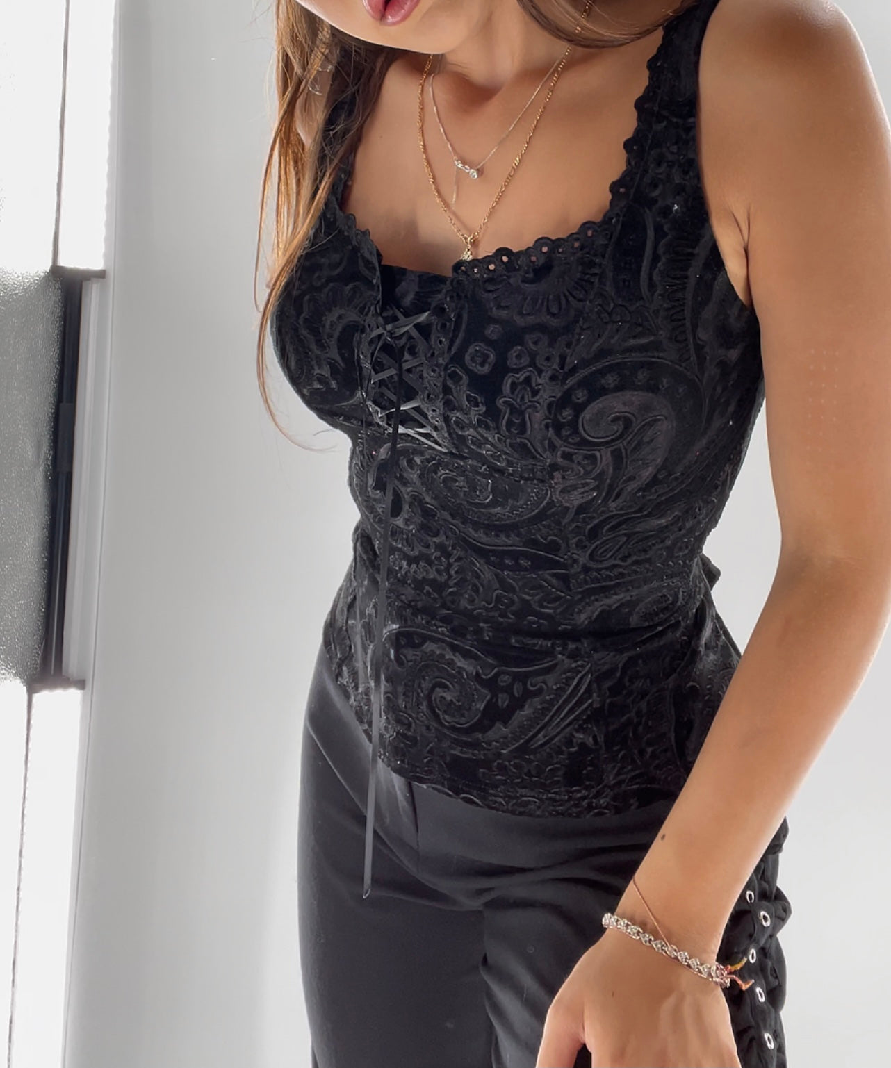 Vintage Arianne Velvet Paisley Tank (M)