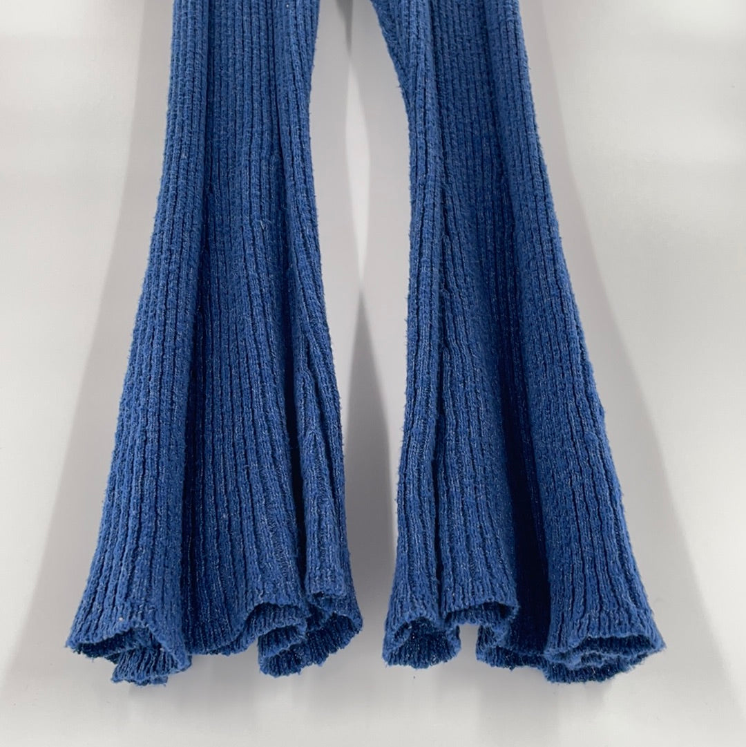 Free People Cobalt Blue Knit Flares (Sz XL)