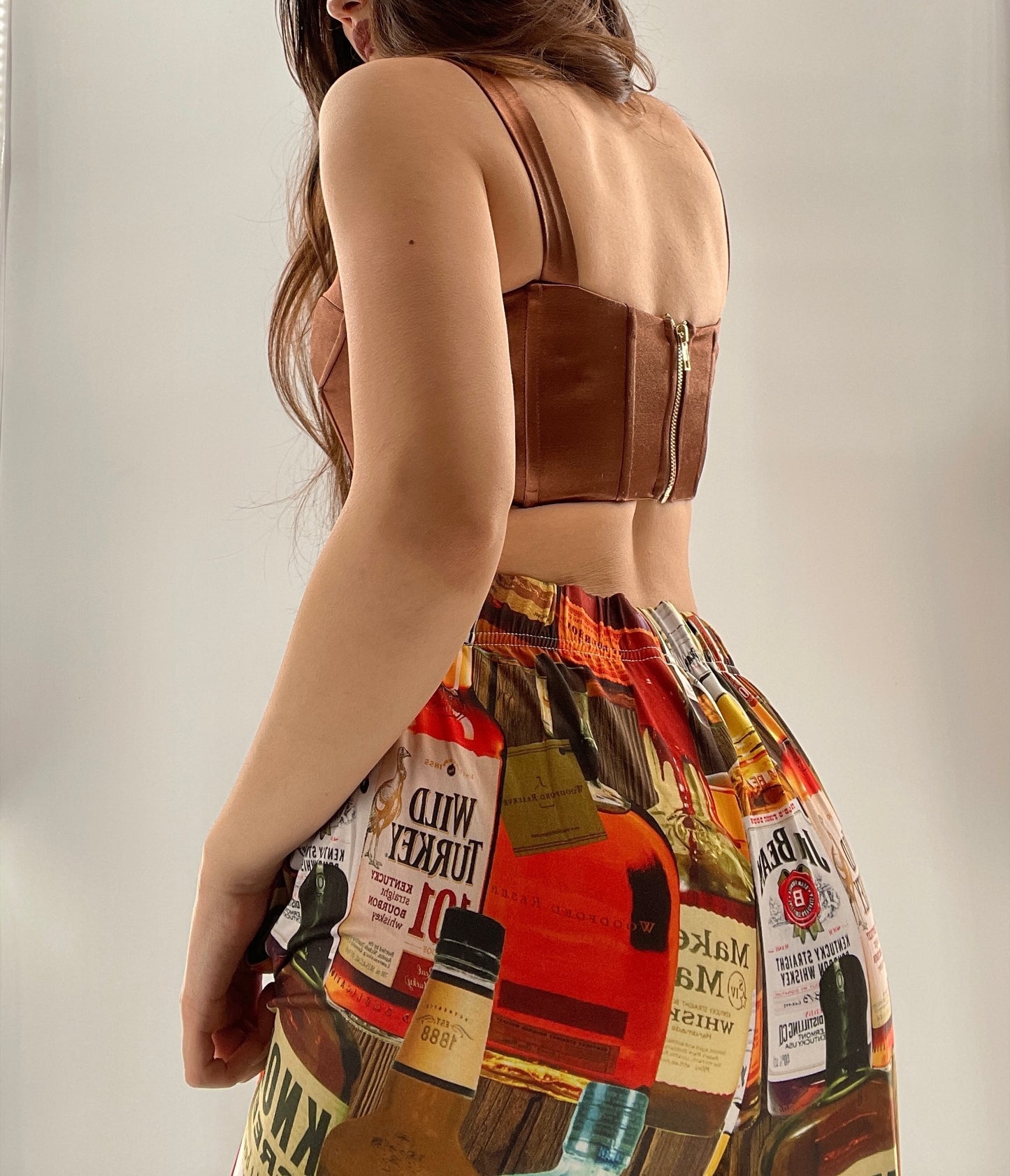 Princess Polly Brown Cropped Corset with Gold Medallion (2)