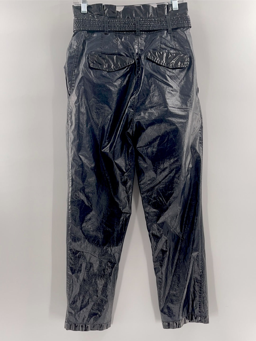 Free People Shiny Black Pants with Belt (Size 4)