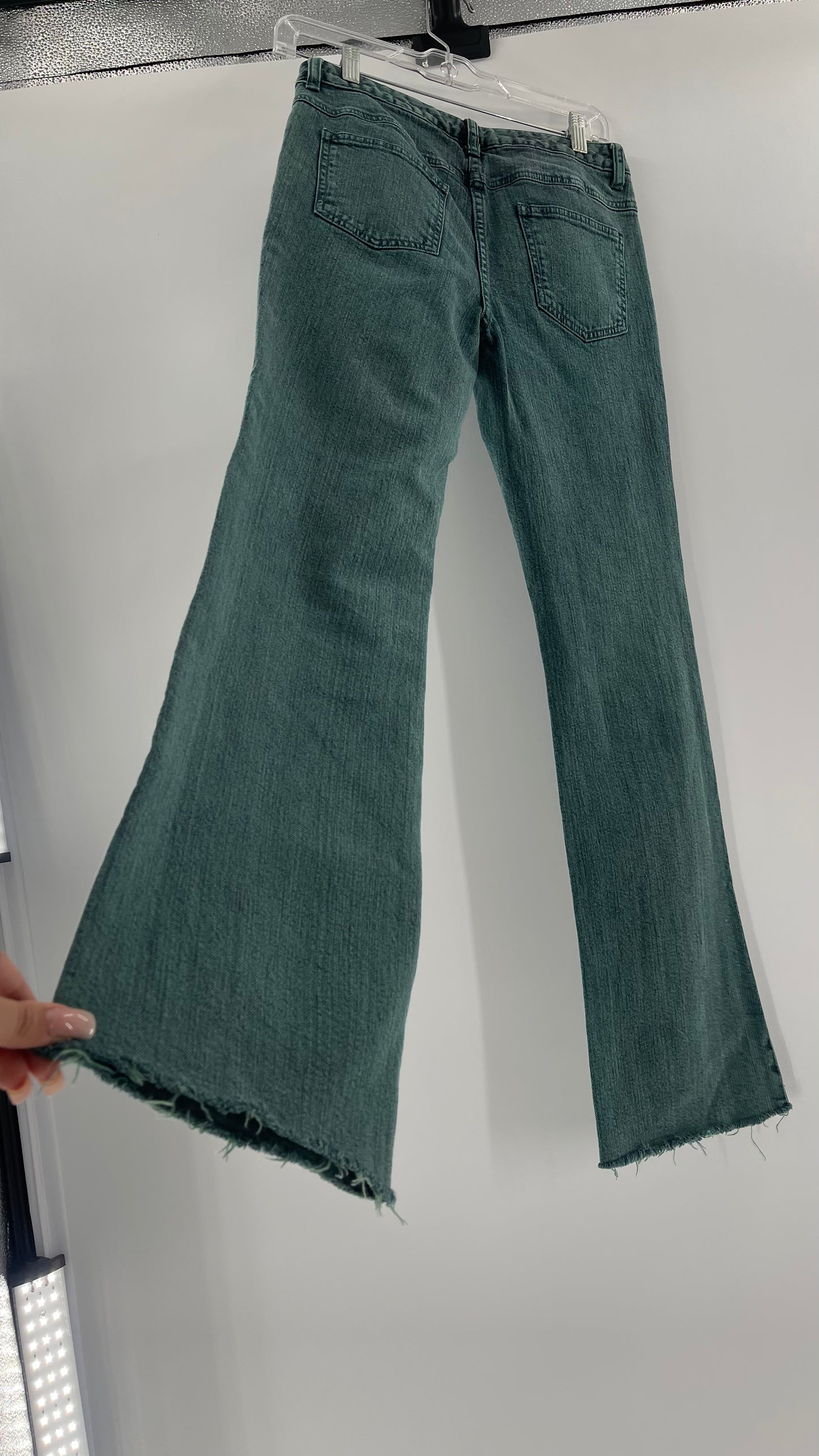 Jeanology Mid Rise Faded Teal Straight Legs (4)