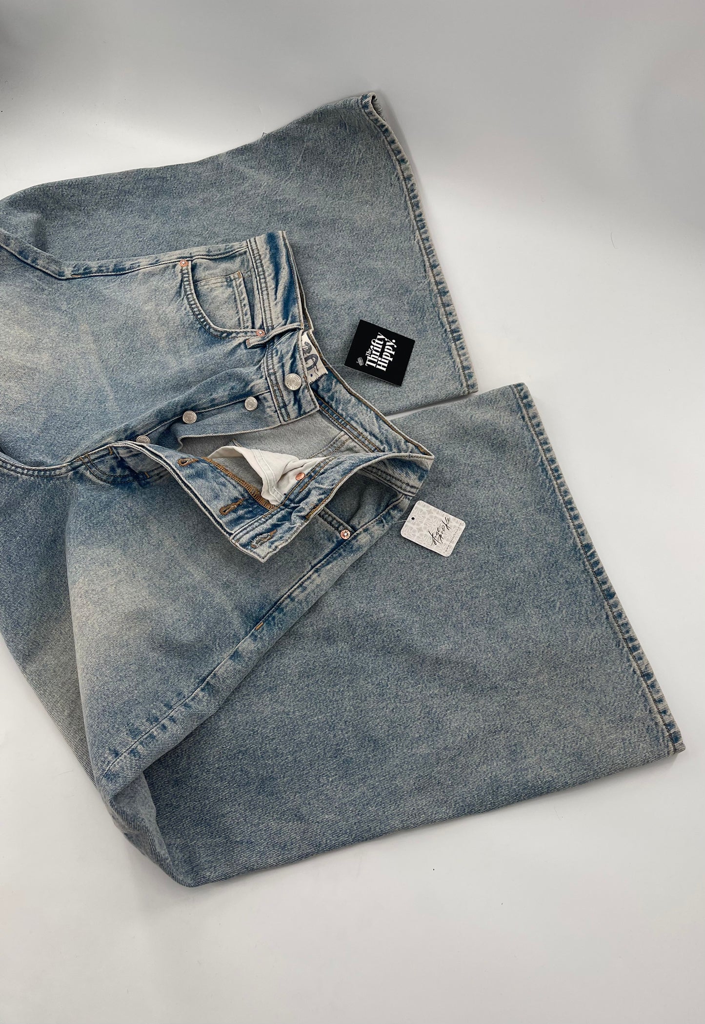 Free People Light Wash Wide Leg Jeans (27)