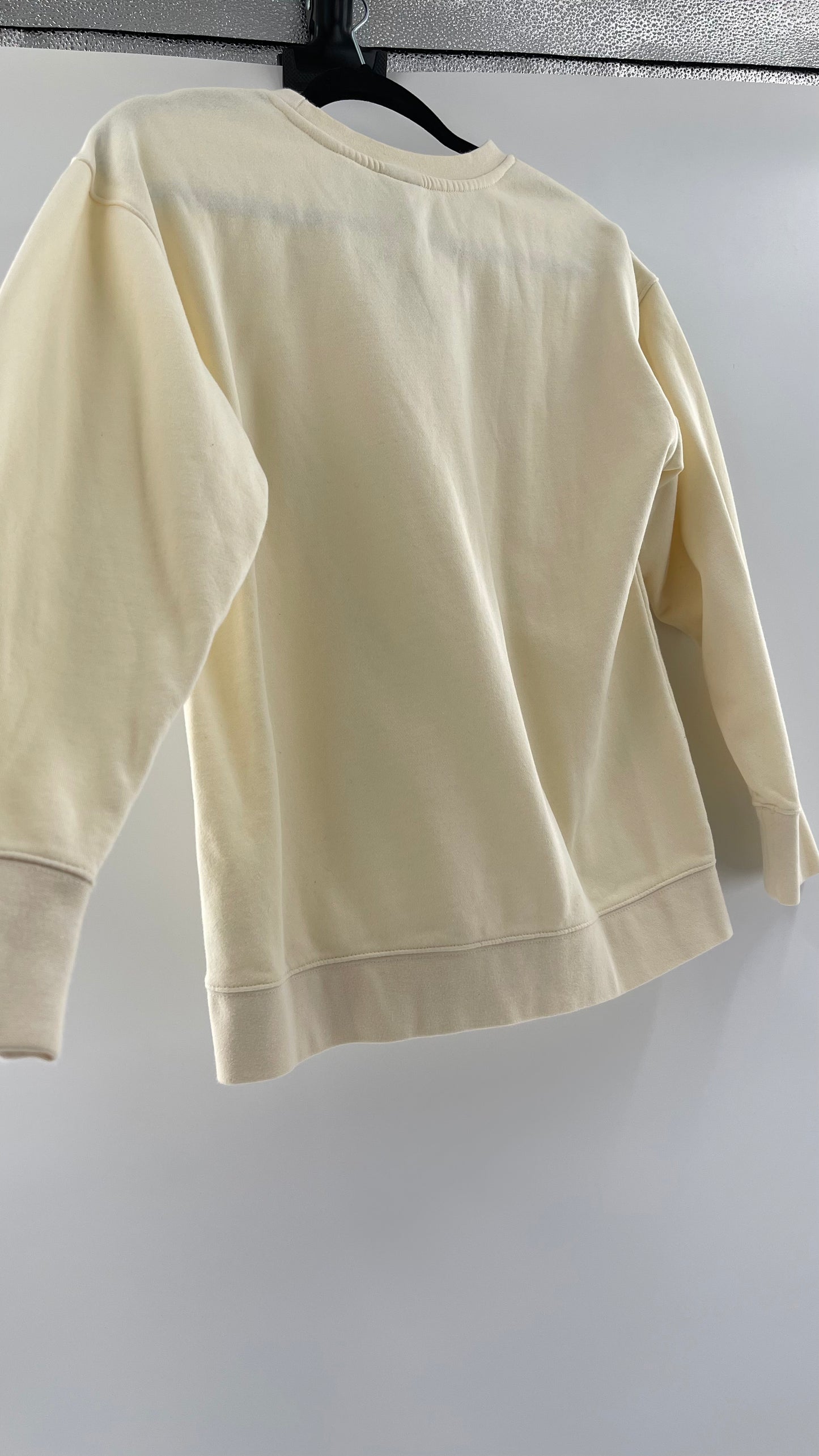 Cream Nike Crewneck with Minimalist Black Chest Logo (Large)