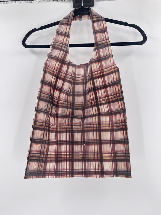 Urban Outfitters plastic plaid tote bag