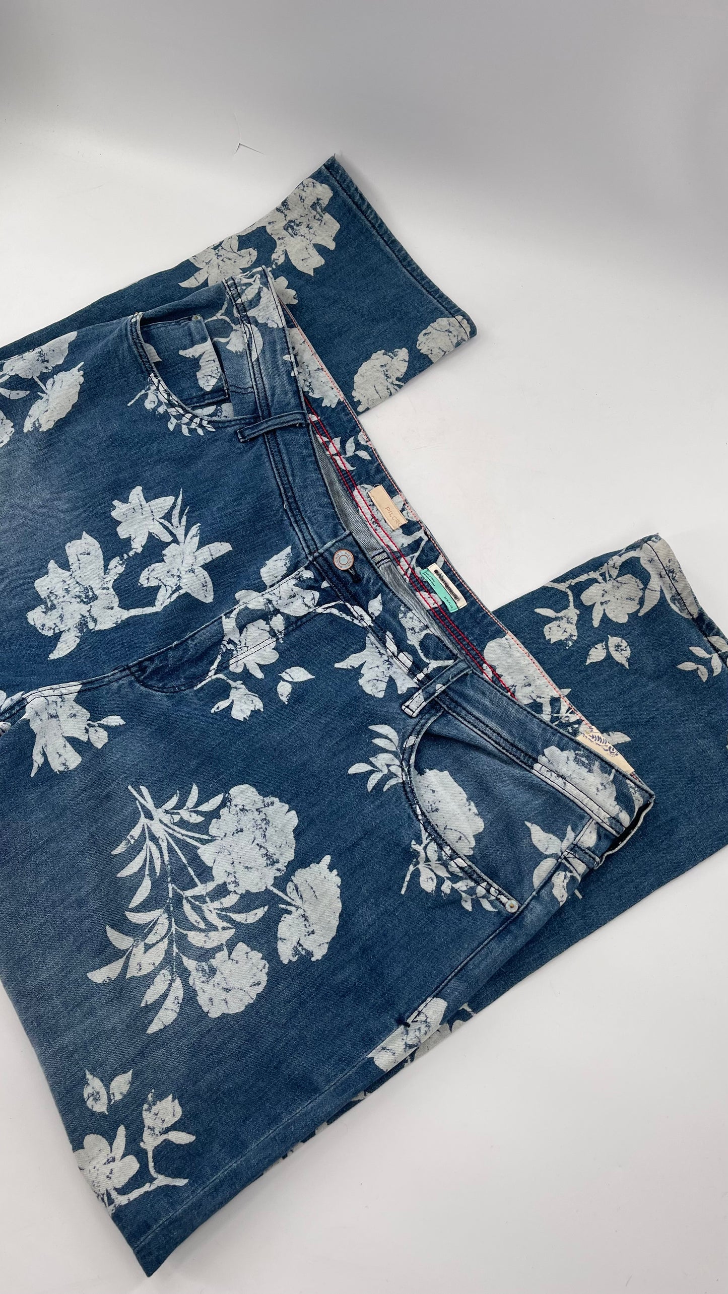 Pilcro + The Letterpress Anthropologie Bleached Florals Jeans (26W PLUS)