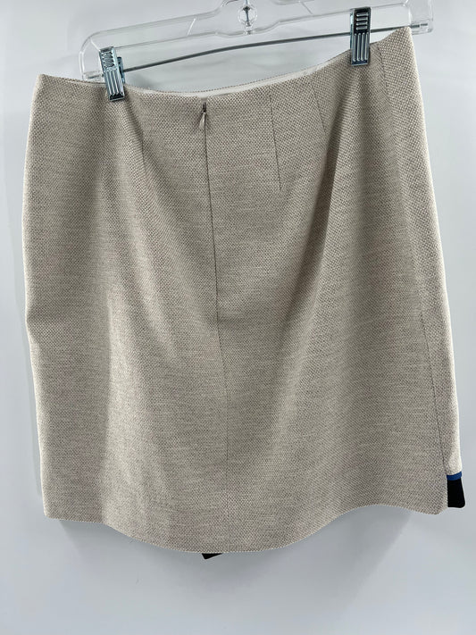 White House Black Market Off White with Side Navy Blue Trim Mini Skirt (Size 10 P)