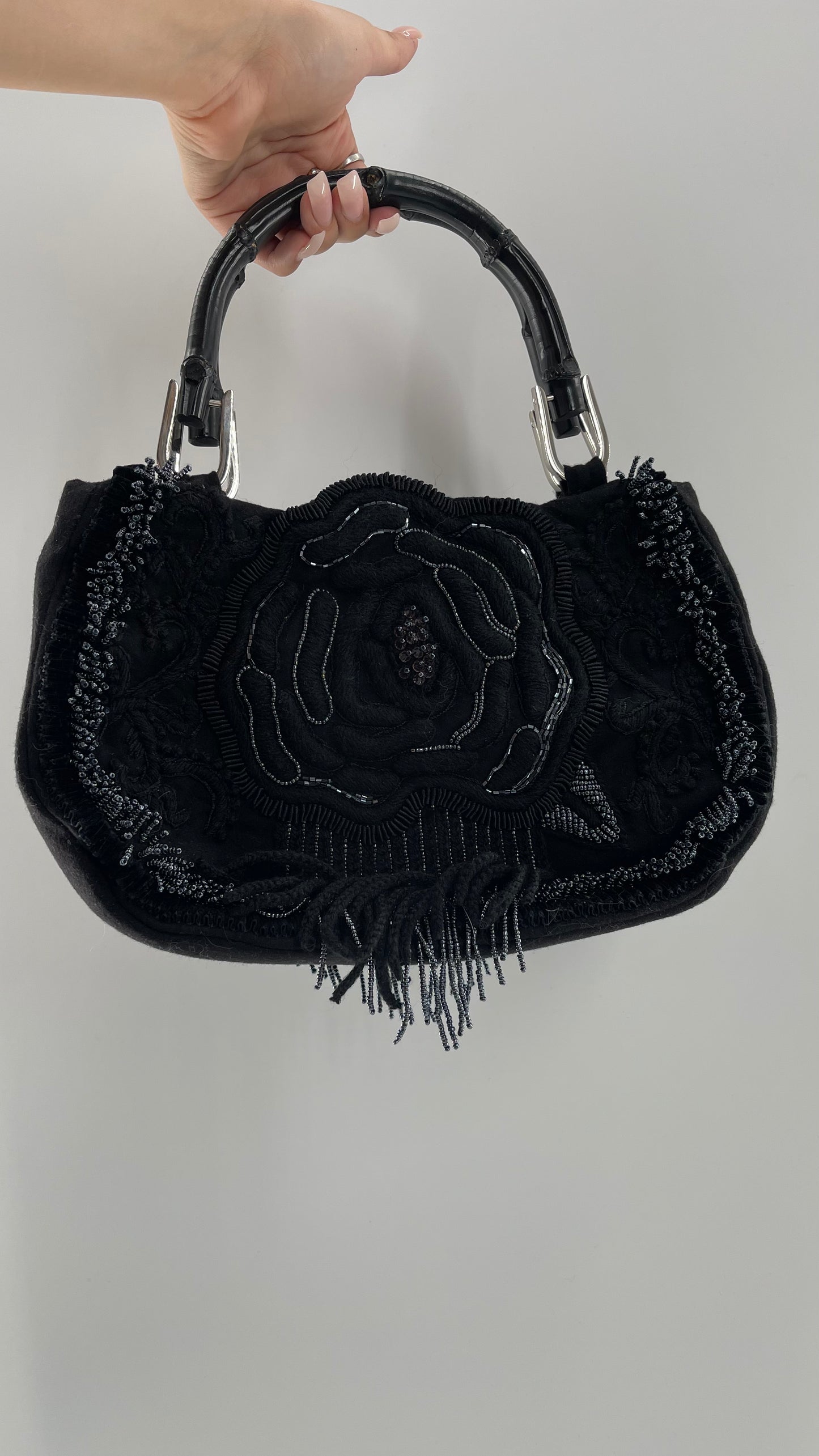 Vintage IPA NIMA Black Embroidered Beaded