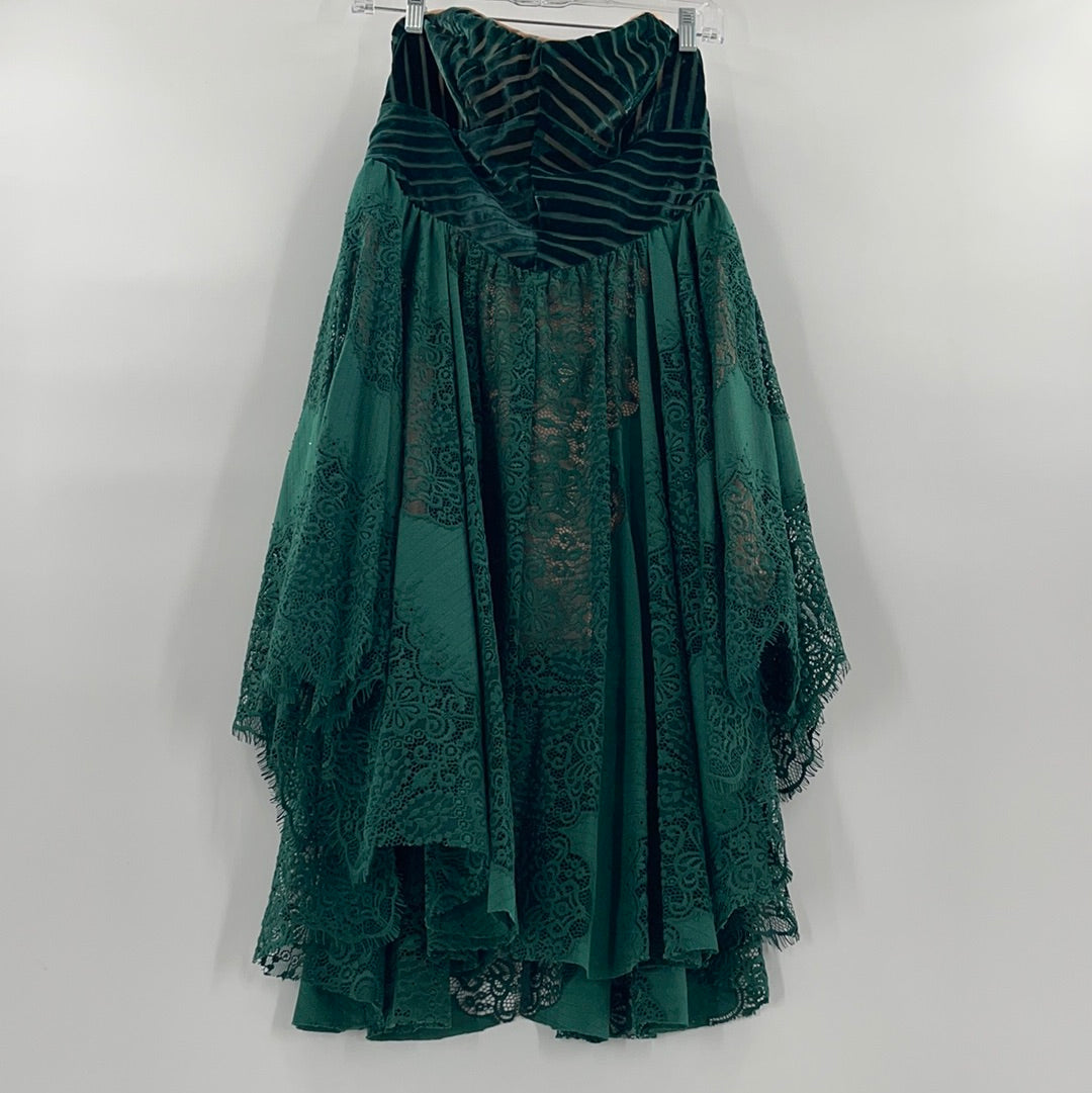 Free People Velvet + Lace Emerald Dress (0)