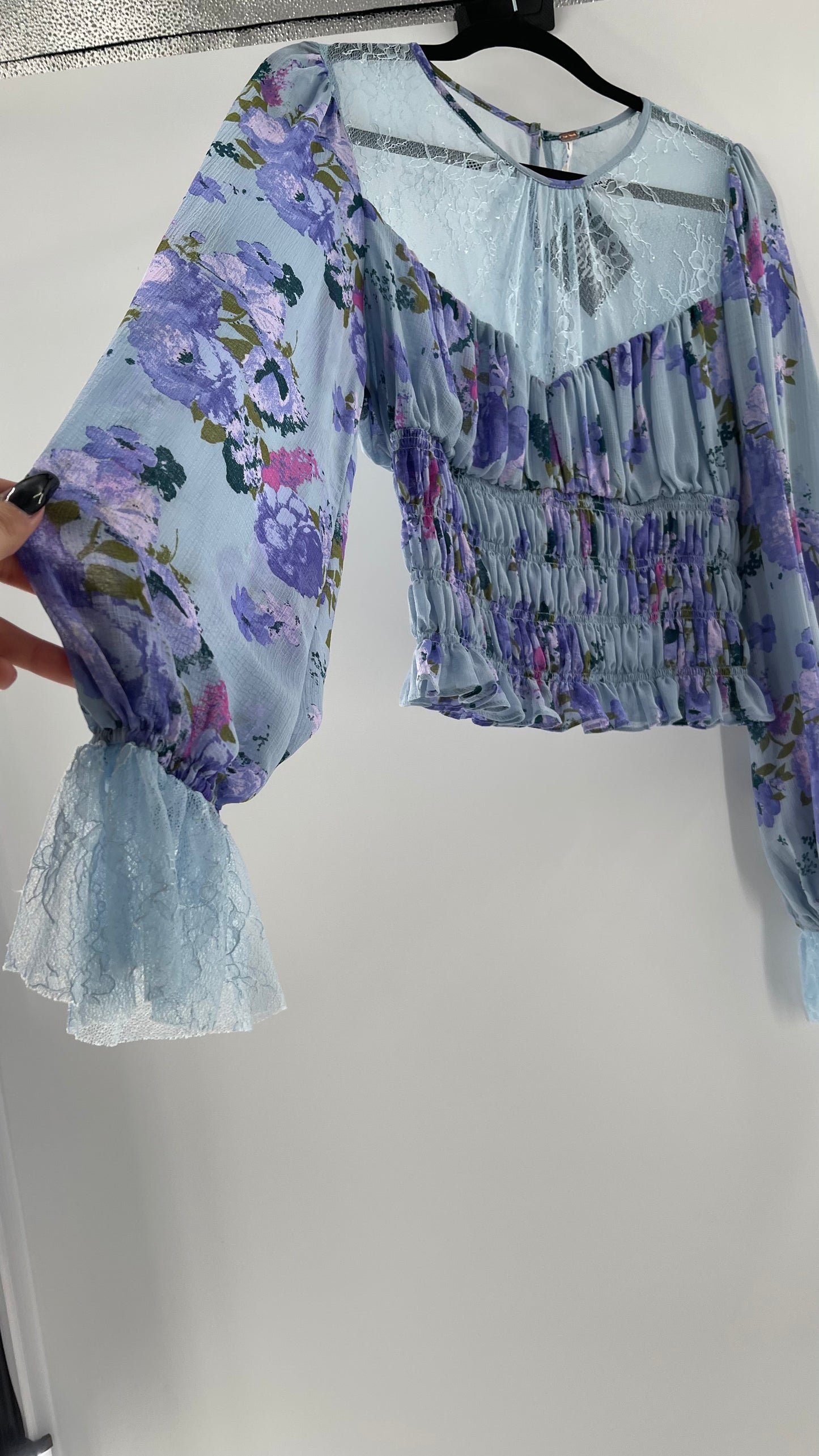 Free People Daphne Blouse Powder Blue (Large)